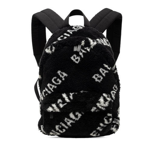 Small Faux Fur Diagonal Logo Everyday Backpack - Image 1