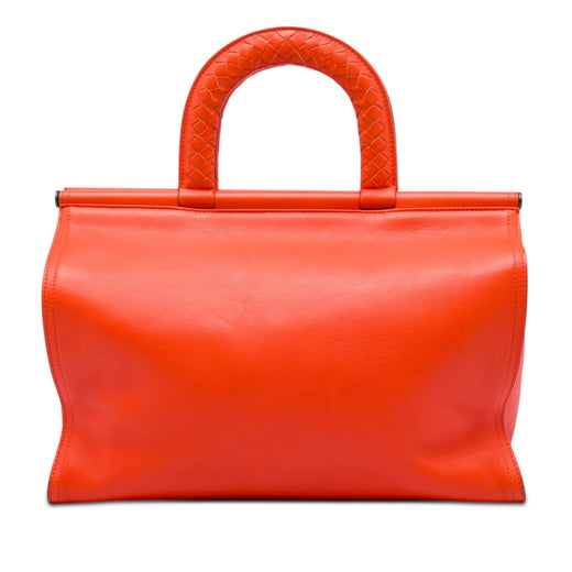 Leather Intrecciato Frame Top Handle Bag - Image 1