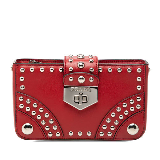 City Calfskin Studded Elektra Turn Lock Clutch - Image 1