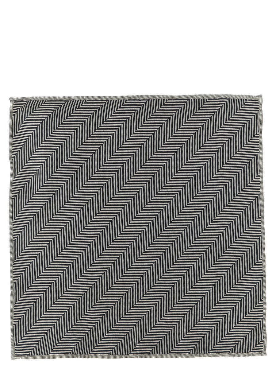 Brunello Cucinelli Chevron Silk Pocket Square — Black Pure Accessory