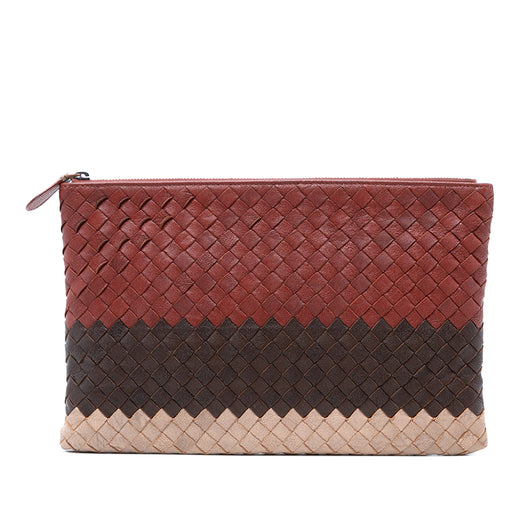 Tricolor Nappa Intrecciato Clutch - Image 1