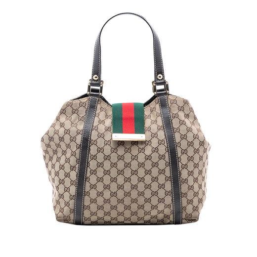 GG Canvas Web New Ladies Tote - Image 1