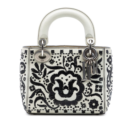 Mini Calfskin Flower Embroidered Lady Dior - Image 1