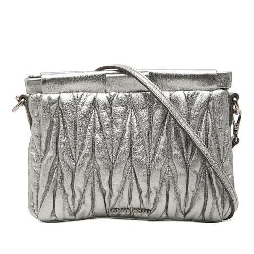 Matelasse Metallic Nappa Frame Clutch with Strap - Image 1