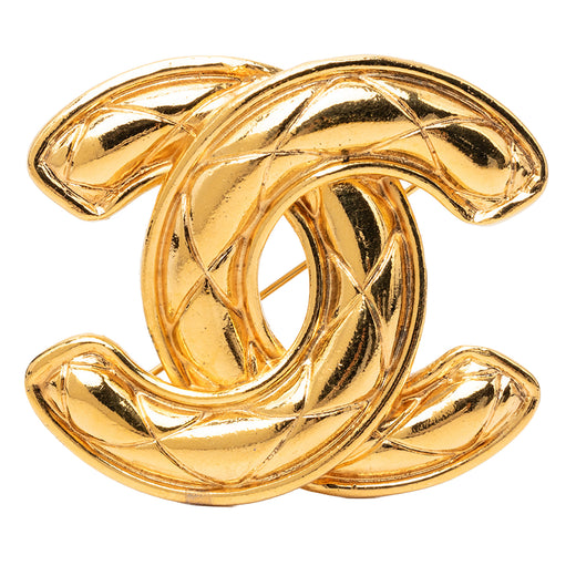 CC Gold Plated Quilted Brooch - Image 1