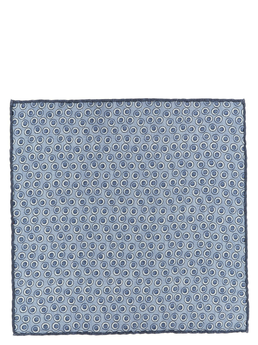 Brunello Cucinelli Polka Dot Silk Handkerchief — Blue Pure Accessory