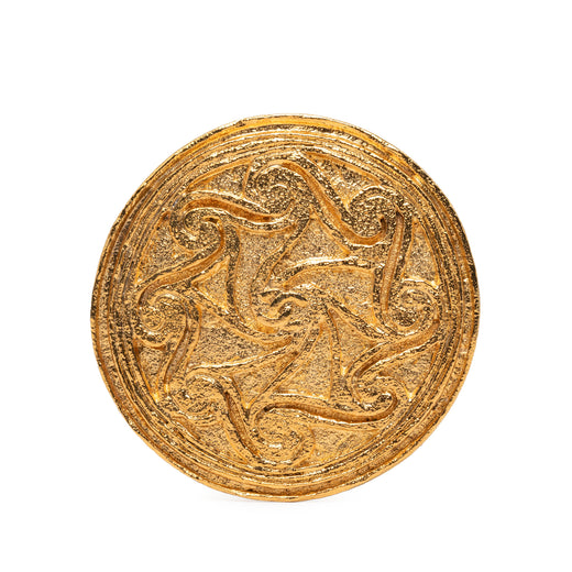 CC Gold Plated Swirl Medallion Brooch - Image 1