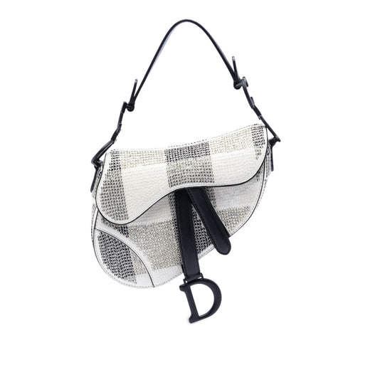 Mini Sequin and Beads Embellished Calfskin Saddle Bag - Image 1
