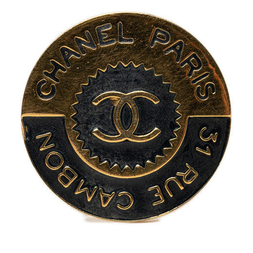 CC Gold Plated Enamel 31 Rue Cambon Brooch - Image 1