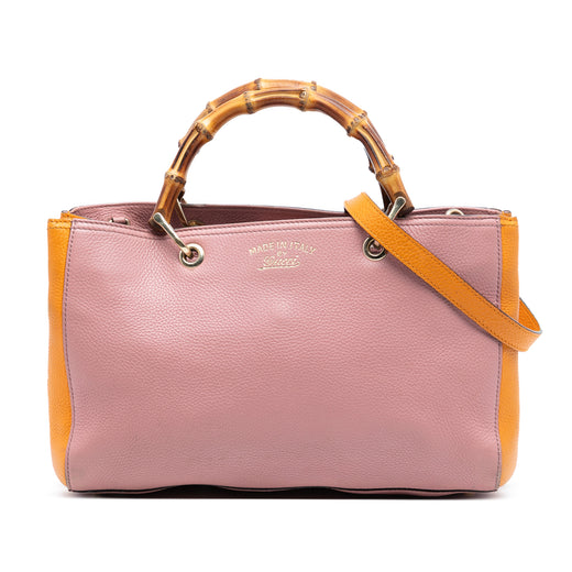 Medium Bicolor Calfskin Bamboo Shopper Satchel - Image 1