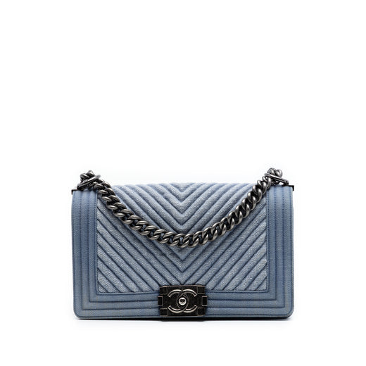 Old Medium Chevron Denim Boy Flap - Image 1