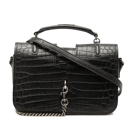 Medium Croc Embossed Leather Charlotte Messenger Bag - Image 1