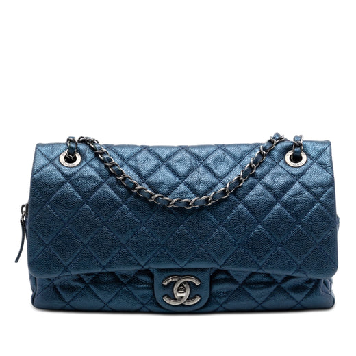 Jumbo Quilted Iridescent Caviar Easy Flap - Image 1
