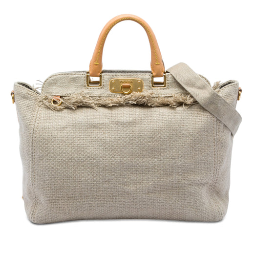 Raffia Lino Fringe Shopping Tote - Image 1