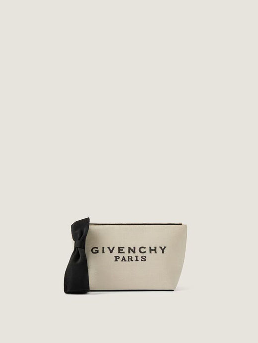 Givenchy Logo-Print Canvas Clutch — Beige Coton Polypropylene Polyester