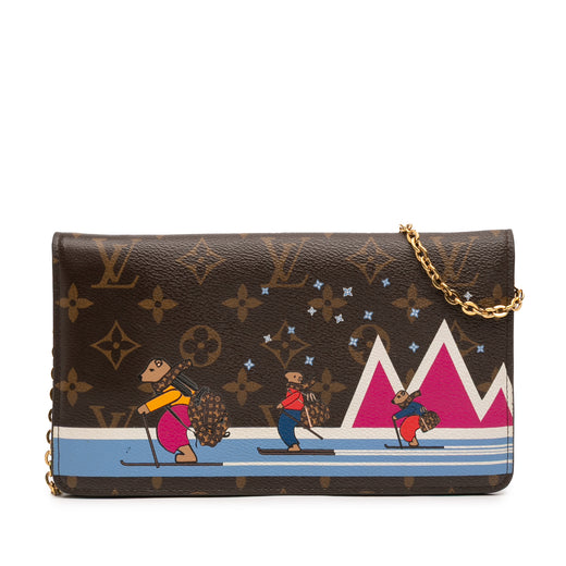 Monogram Christmas Animation Bears on Skis Pochette Weekend Chain Wallet - Image 1