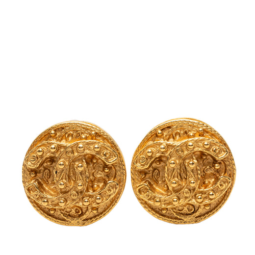 CC Gold Plated Round Clip On Earrings - Image 1