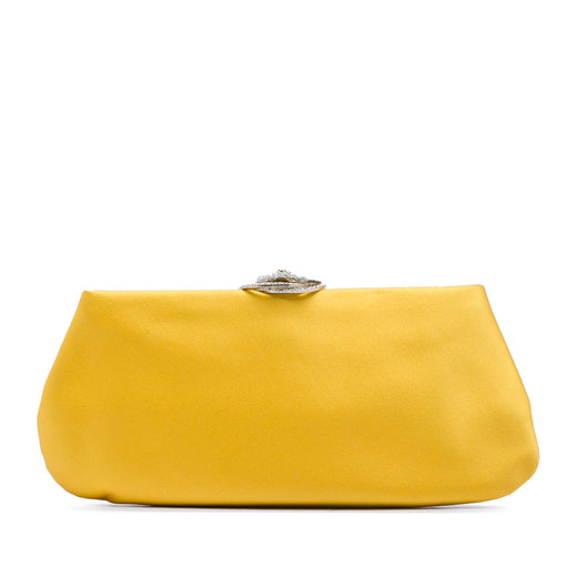 Satin Crystal Camellia Evening Frame Clutch - Image 1