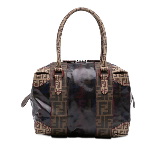 Zucca Trimmed Coated Canvas Mixed Media Boston Bag - Image 1