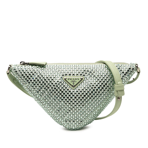 Satin Crystal Embellished Triangle Pouch - Image 1