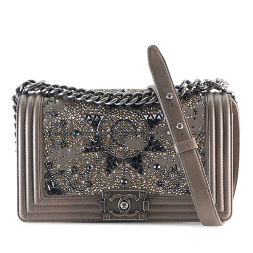 Old Medium Metallic Goatskin Crystal Boy Flap - Image 1