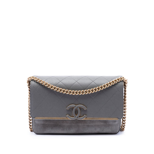 Small CC Stitched Caviar and Suede Lady Coco Flap - Image 1