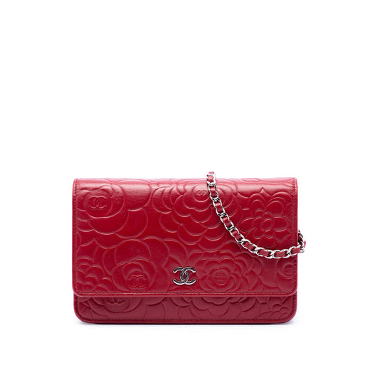 CC Embossed Lambskin Camellia Wallet On Chain - Image 1
