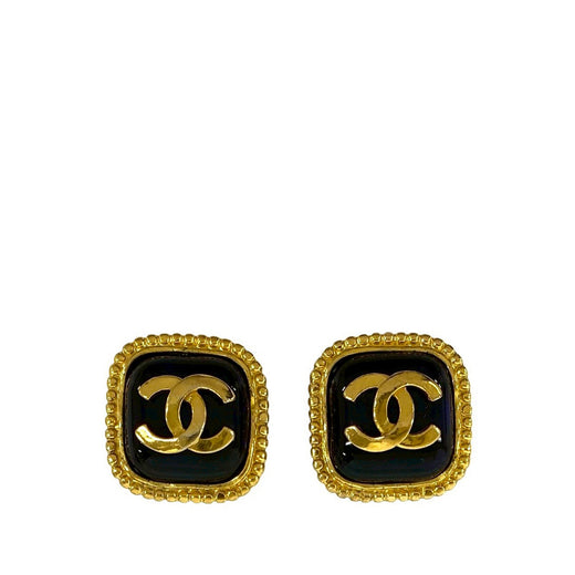 CC Gold Plated Enamel Square Clip On Earrings - Image 1