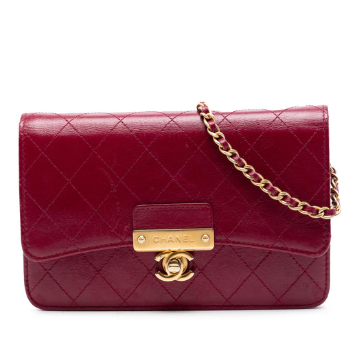 Stitched Goatskin Golden CC Wallet On Chain - Image 1