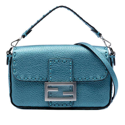 Mini Metallic Leather Selleria Baguette Satchel - Image 1