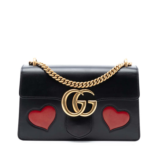 Medium GG Marmont Leather Malaga Kid Heart Patch Chain Flap - Image 1