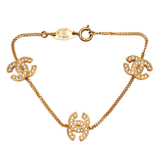 Triple CC Gold Plated Strass Bracelet - Image 1