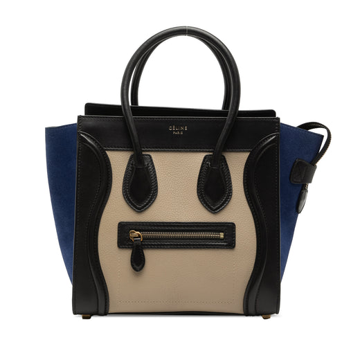 Micro Tricolor Calfskin and Suede Luggage Tote - Image 1