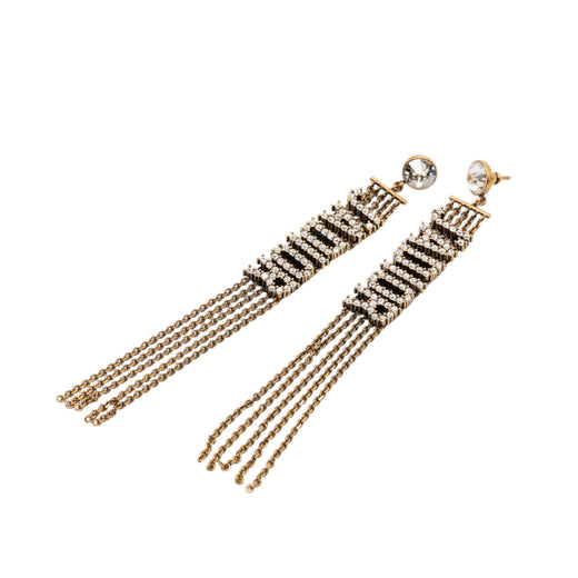 Gold Plated Strass JAdior Drop Push Back Earrings - Image 1