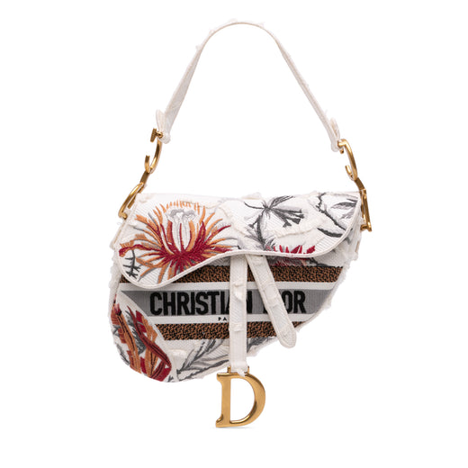 Canvas Embroidered Camouflage Flowers Saddle Bag - Image 1