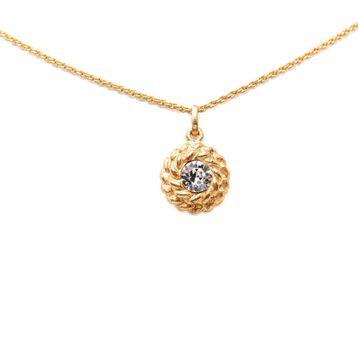 Gold Plated Crystal Round Pendant Necklace - Image 1