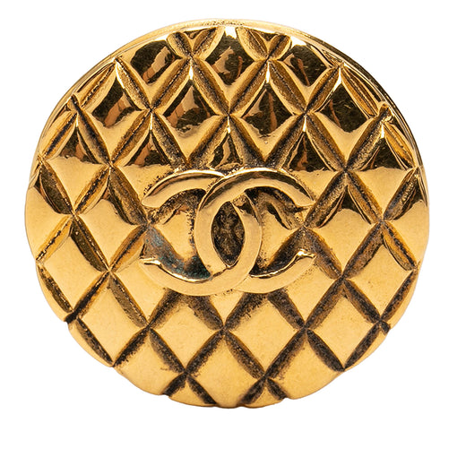 CC Gold Plated Quilted Round Brooch - Image 1