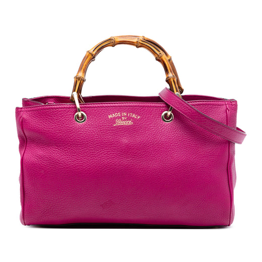 Medium Calfskin Bamboo Shopper Satchel - Image 1