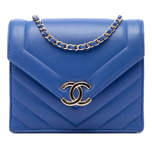 Small CC Chevron Calfskin Envelope Flap - Image 1