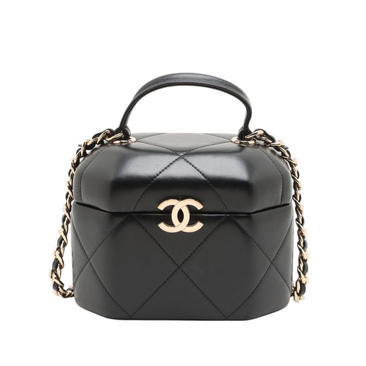 CC Quilted Lambskin Hexagon Top Handle Vanity Case - Image 1
