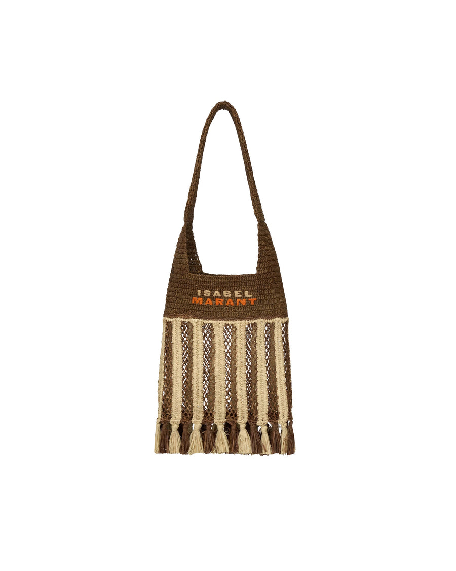 Isabel Marant Praia Shoulder Bag — Brown Raffia