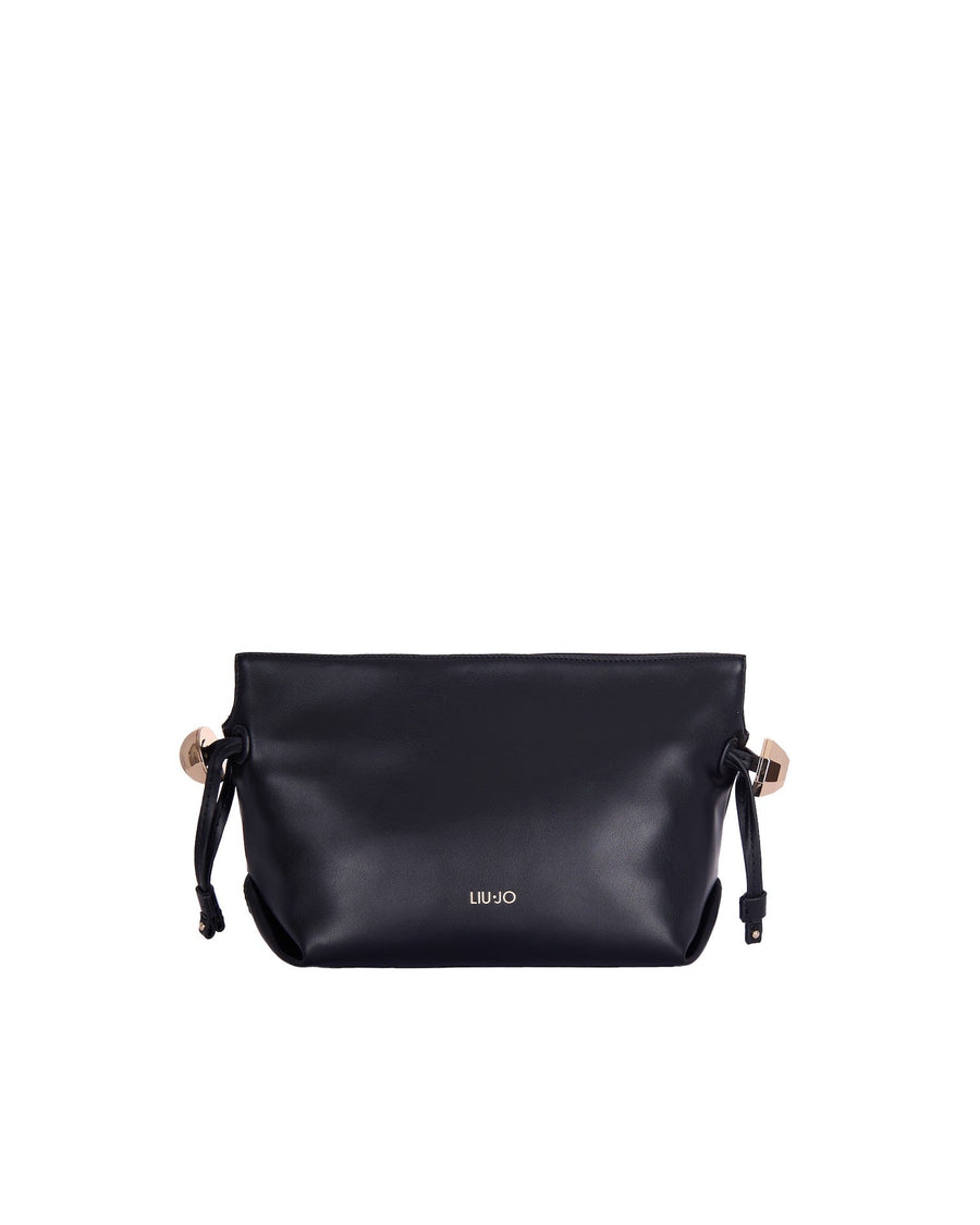 Liu Jo Eco-Leather With Woven Chain Strap Shoulder Bag — Black Polyurethane