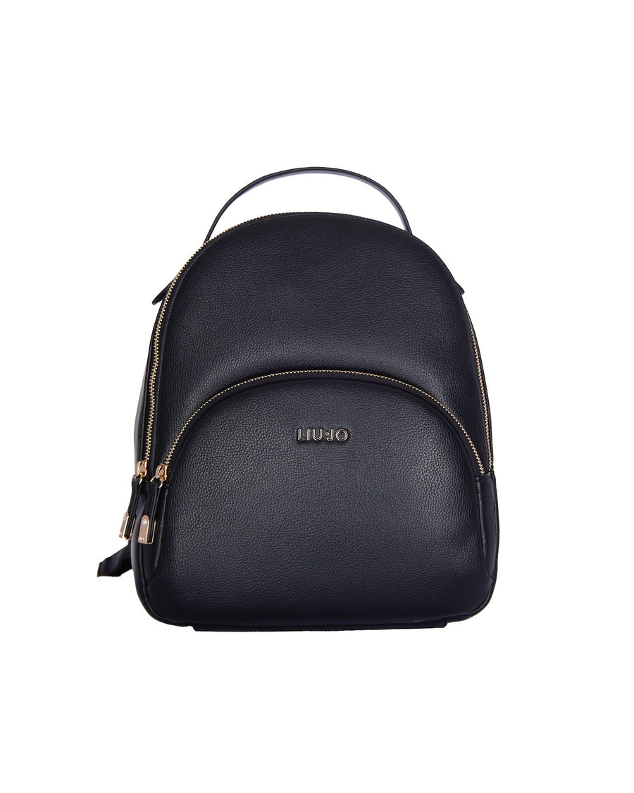 Liu Jo Pebbled Eco-Leather Backpack — Black Polyurethane