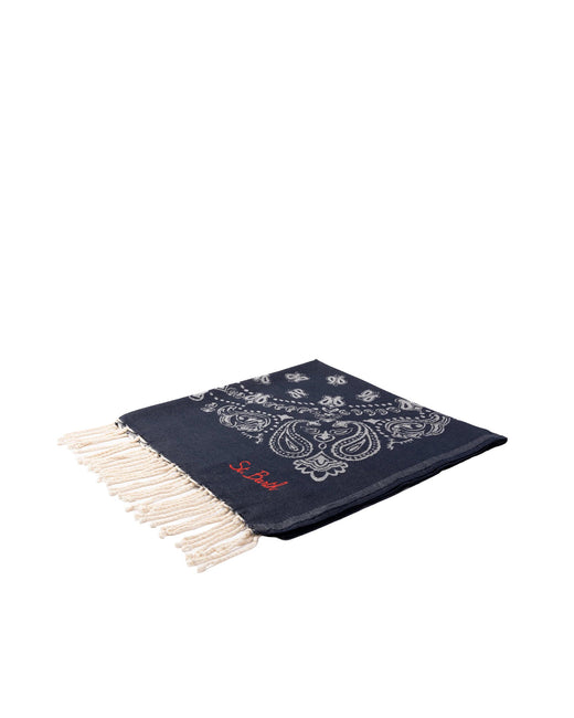 Mc2 Saint Barth Bandana-Patterned Cotton Fouta Scarf — Blue Scarfs