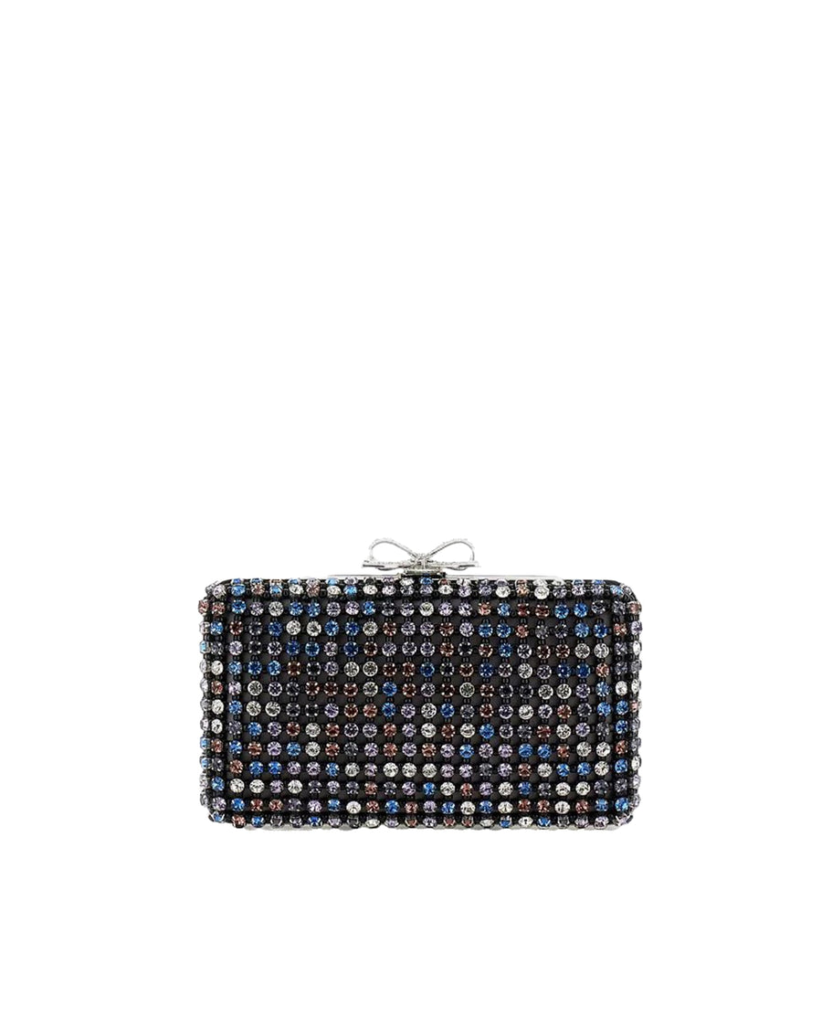 Self-Portrait Crystal-Embellished Clutch — Multicolor Outer: Polyester