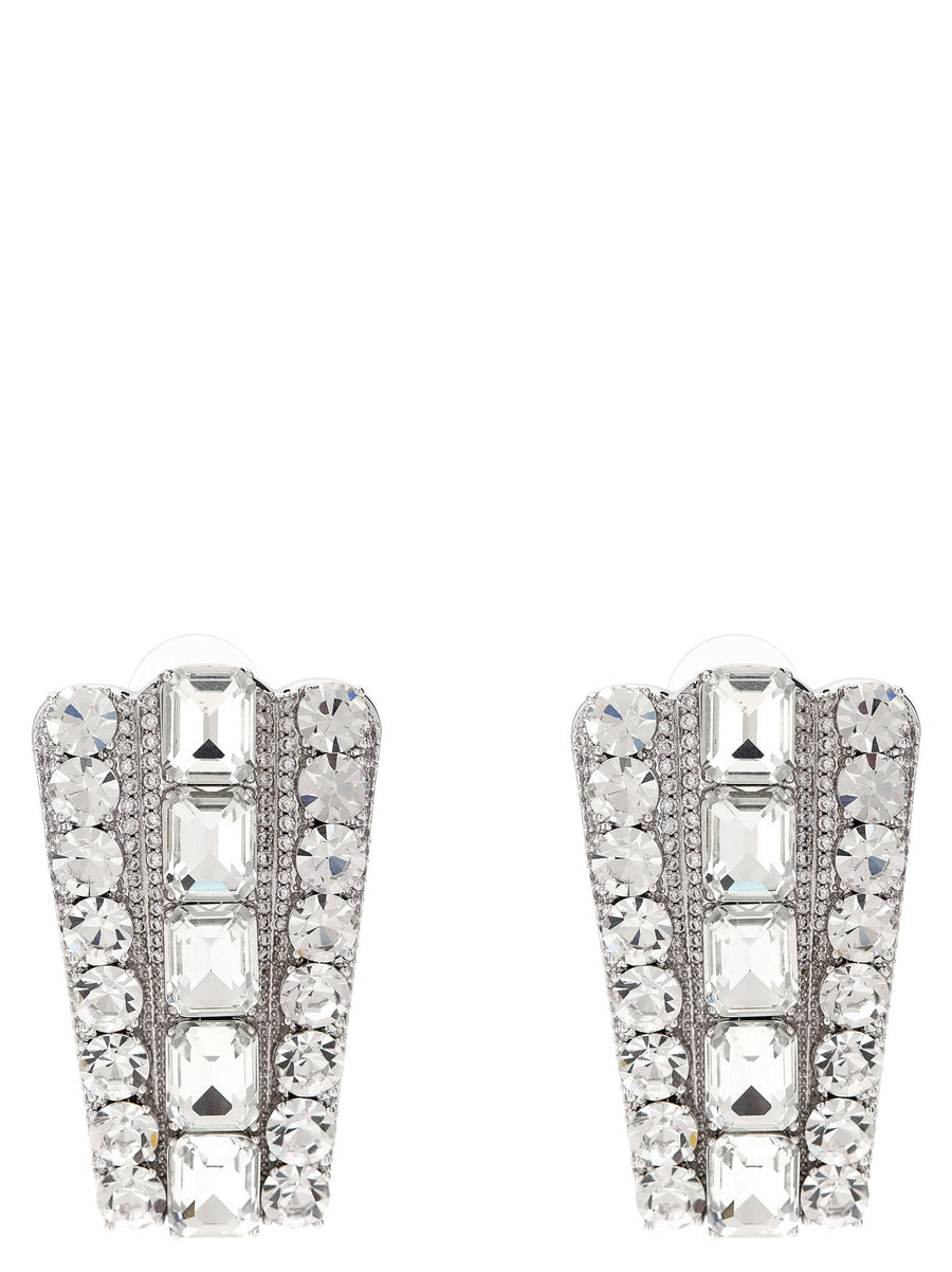 Self-Portrait Multi-Crystal Earrings — Silver Silver-plated Brass