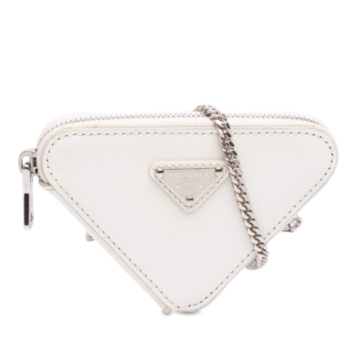 Mini Brushed Leather Triangle Chain Pouch - Image 1