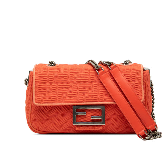 Zucca Embossed Technical Fabric Chain Midi Baguette - Image 1