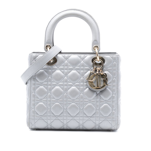 Medium Pearlescent Lambskin Cannage Lady Dior - Image 1