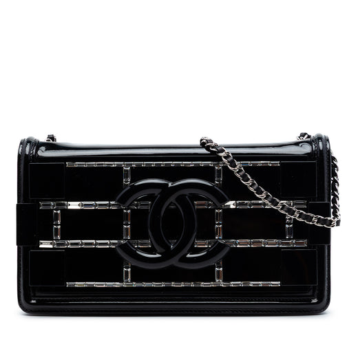 Patent and Acrylic Crystal Embellished Boy Brick Horizontal Flap - Image 1